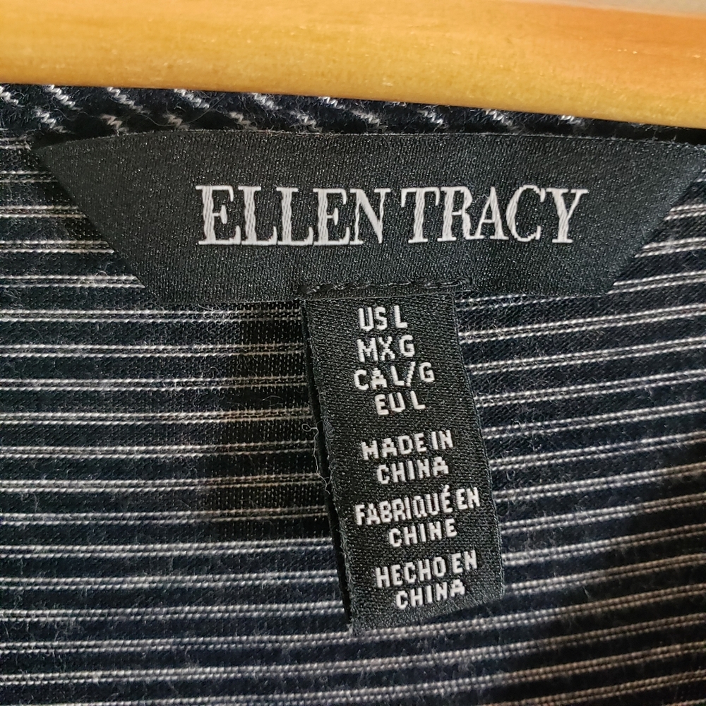 Ellen Tracy Strip Knit Top Ruffle Hem - Picture 5 of 5
